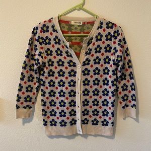 Blue and red floral button up cardigan